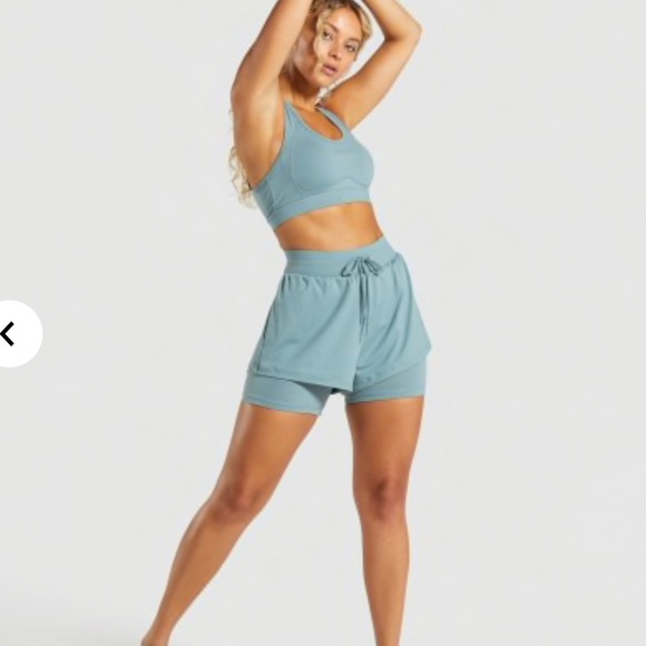 Gymshark Pants - Gymshark lustre 2in 1 turquoise running short